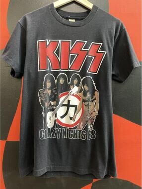 1988 KISS crazy nights tour merch L 20x27 screen star 50/50
